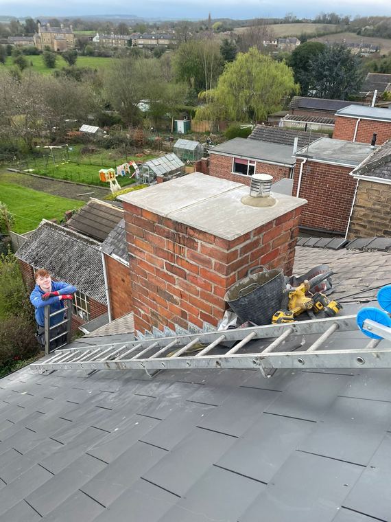 Chimney stack rebuilt in new brickwork