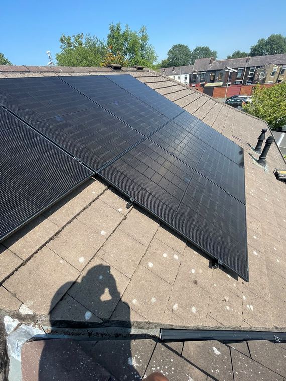 Completed solar array across the full roof slope