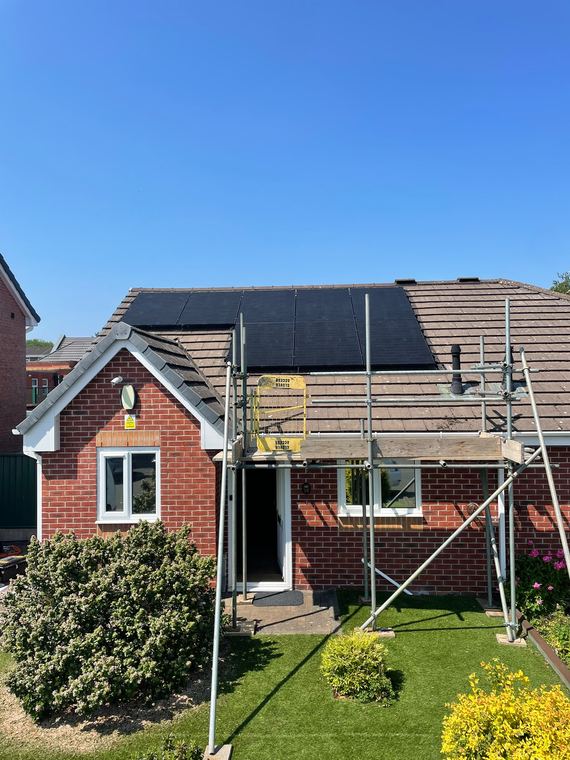 House with the solar installation complete